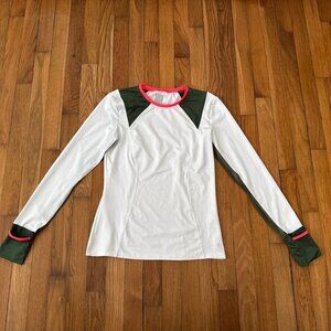 Lucky in Love Women's Long Sleeve White Top Thumbholes Mesh Sides Size S